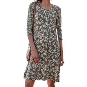 Garnet Hill Olive Dot Floral Seamed Knit Trapeze Dress Size Small NWOT